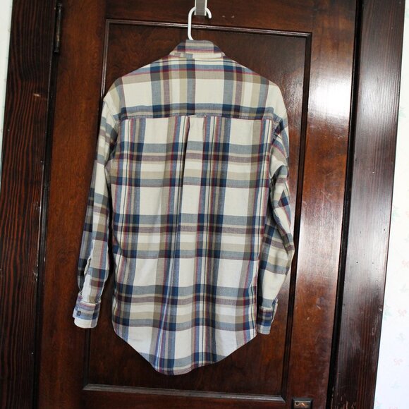Vintage 90s CHAPS Ralph Lauren Plaid Cotton Knit Button Down Shirt, Small - Picture 2 of 7